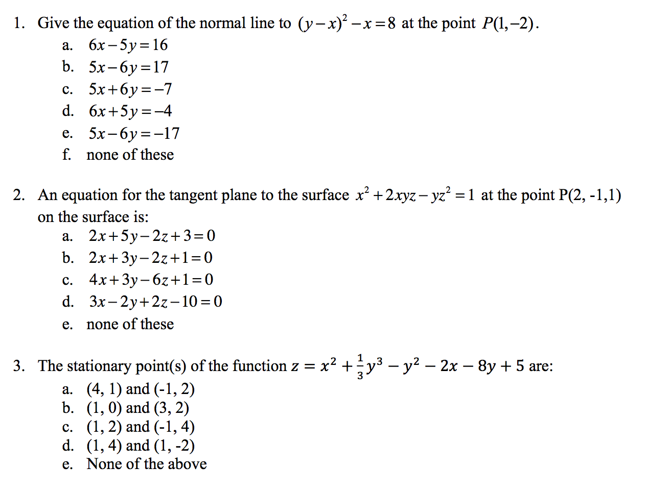 Solved Give the equation of the normal line to (y - x) 2 - x | Chegg.com