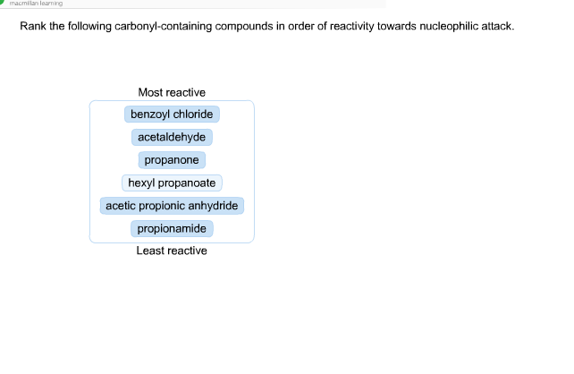 Solved: Rank The Following Carbonyl-containing Compounds I... | Chegg.com