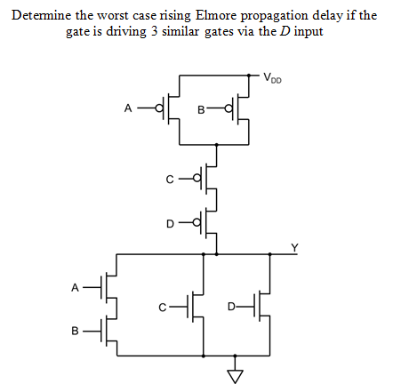 Solved Determine the worst case rising Elmore propagation | Chegg.com