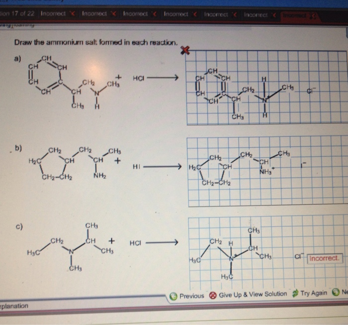 Solved Draw the ammonium salt formed in each reaction.