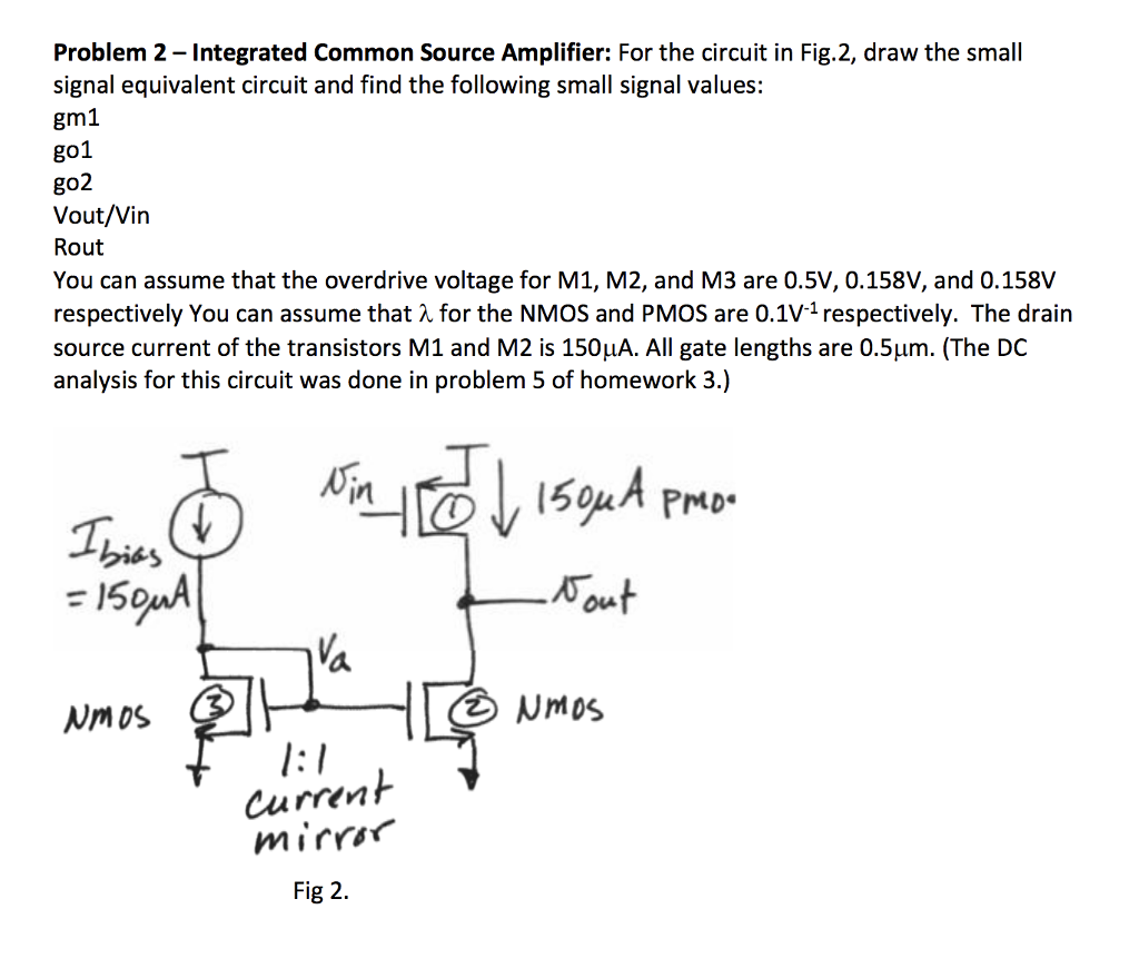 Solved Problem 2 - Integrated Common Source Amplifier: For | Chegg.com