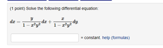 Solved (1 point) Solve the following differential equation | Chegg.com