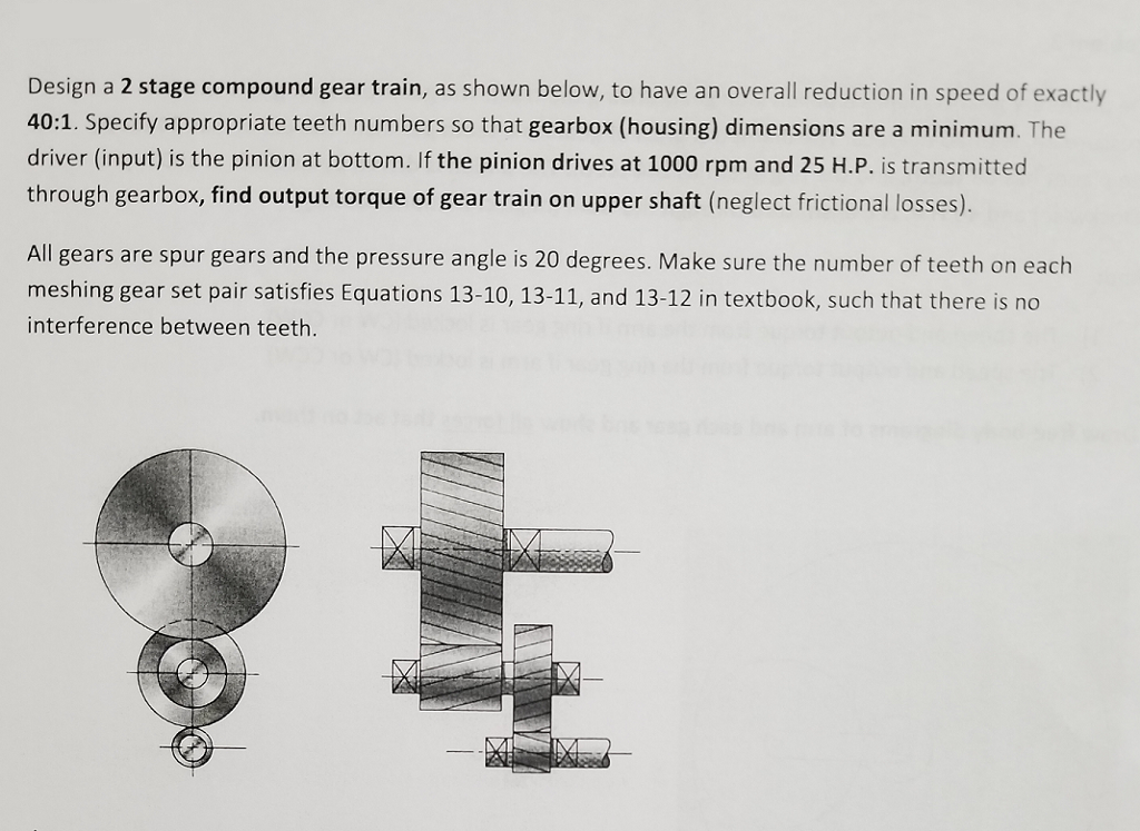 Solved Design a 2 stage compound gear train, as shown below,