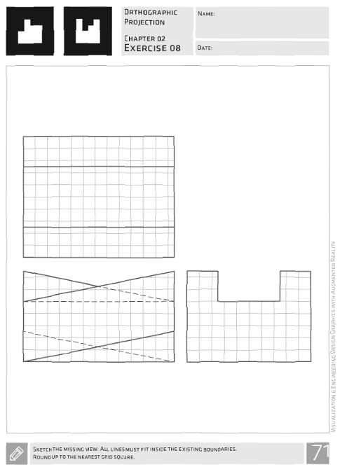 Solved Sketch the missing view of the engineering design. | Chegg.com