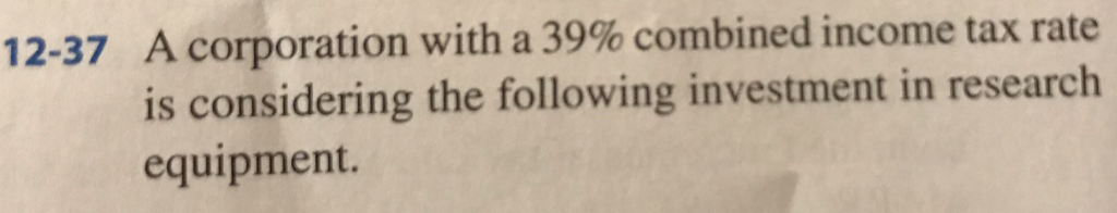 Solved A Corporation With A 39% Combined Income Tax Rate Is | Chegg.com