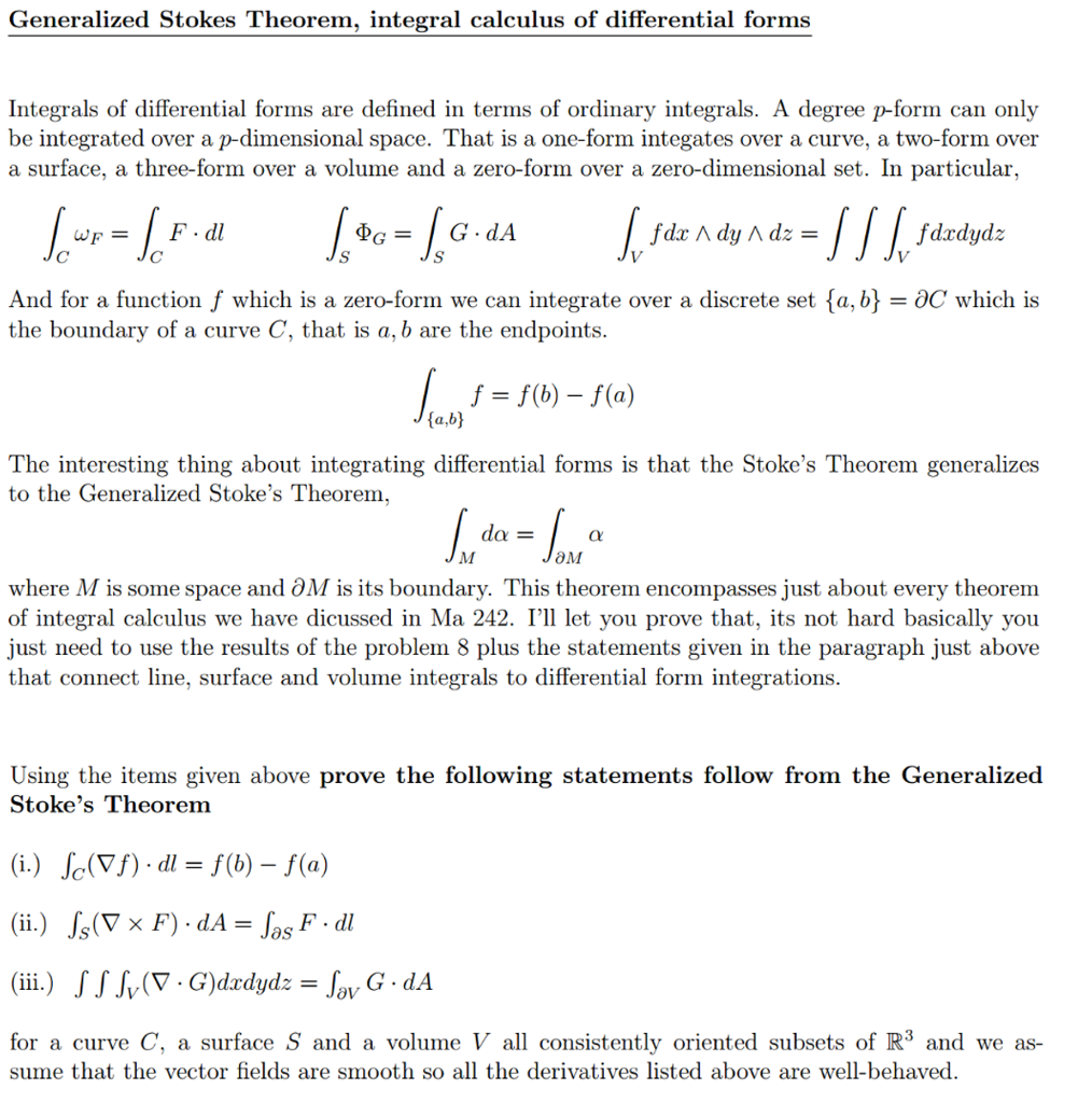 Integrals of differential forms are defined in terms