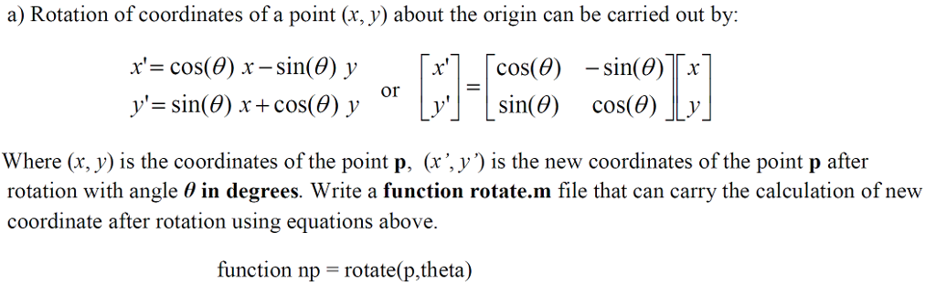 a) Rotation of coordinates of a point (x, y) about | Chegg.com
