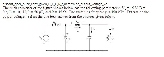 Solved The buck converter of the figure shown below has the | Chegg.com