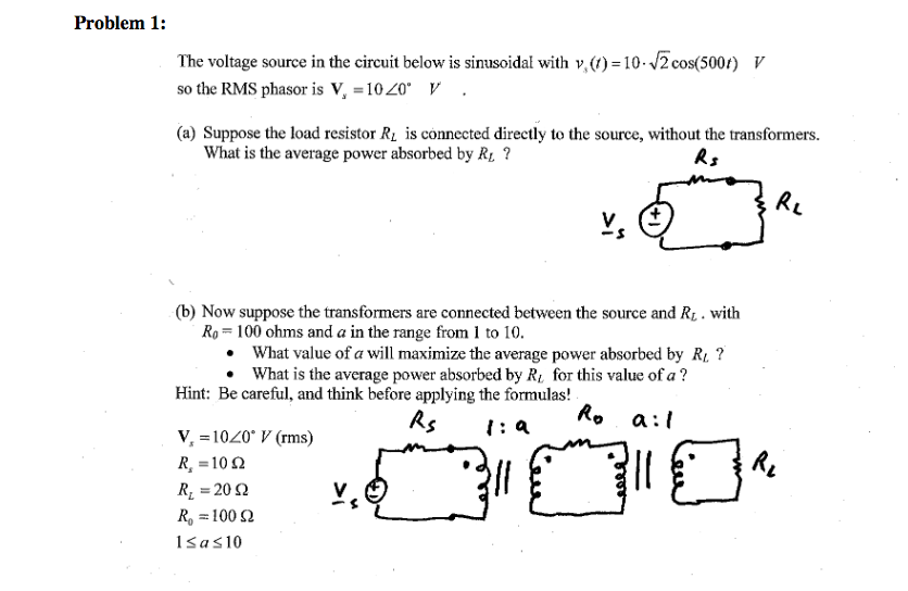 Solved The voltage source in the circuit below is sinusoidal | Chegg.com