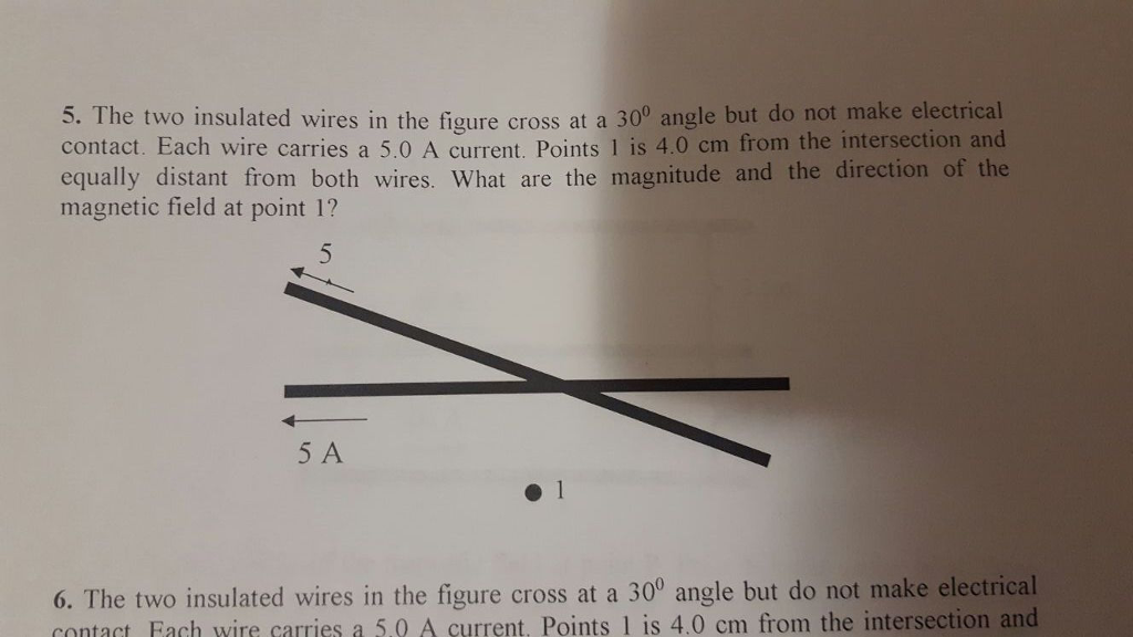 Solved The two insulated wires in the figure cross at a 30