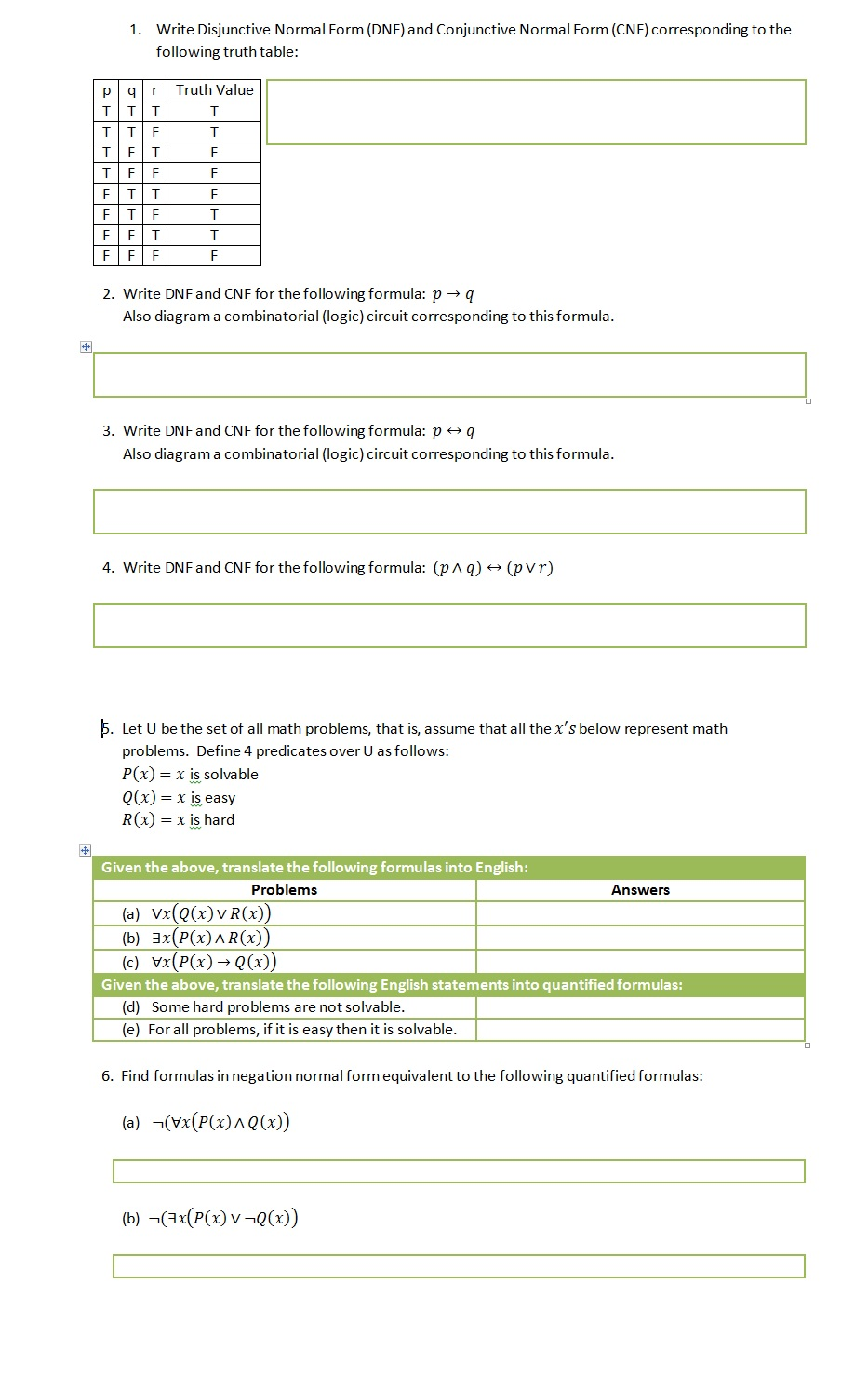 Solved 1. Write Disjunctive Normal Form (DNF) and | Chegg.com