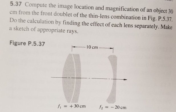 Solved 5.37 Compute the image location and magnification of | Chegg.com
