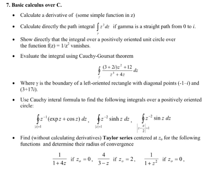 Solved Basic calculus over C. Calculate a derivative of | Chegg.com