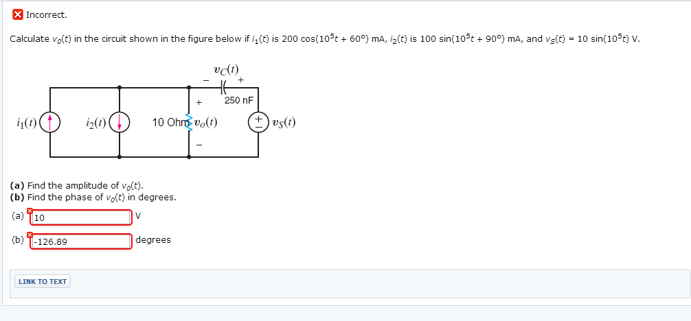 Solved Calculate V0 T In The Circuit Shown In The Figure