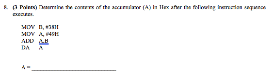 Solved (3 Points) Determine the contents of the accumulator | Chegg.com