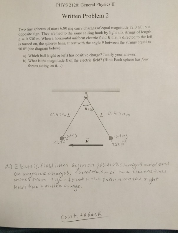 Solved PHYS 2120: General Physics II Written Problem 2 Two | Chegg.com