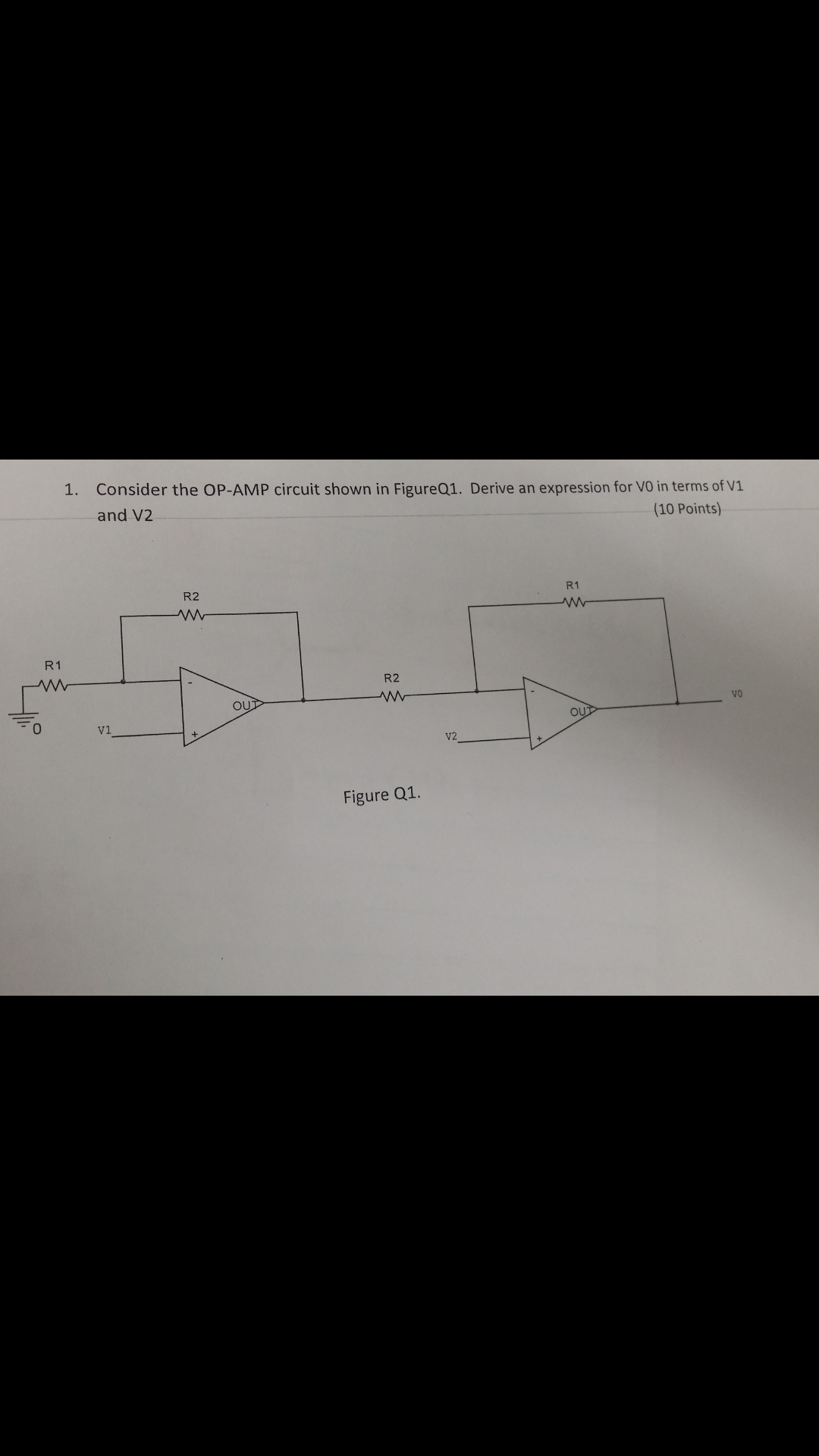 Solved 1. Consider The OP-AMP Circuit Shown In Figure Q1. | Chegg.com