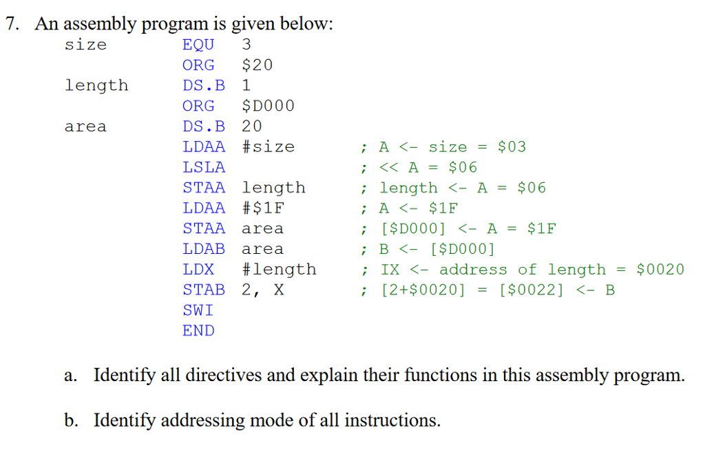 Solved An Assembly Program Is Given Below: Identify All | Chegg.com