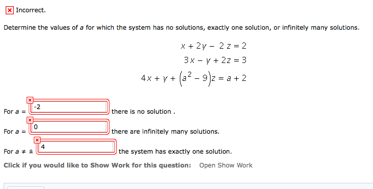 Solved Determine The Values Of A For Which The System Has No