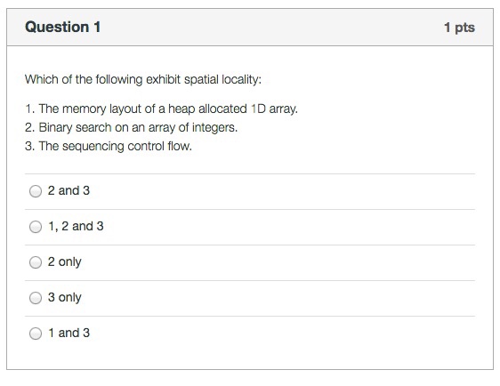 Solved Question 1 1 pts Which of the following exhibit | Chegg.com