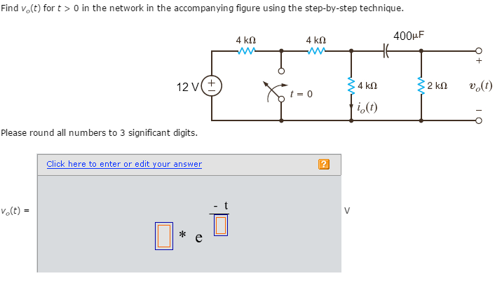 Solved Find vo(t) for t > 0 in the network in the | Chegg.com