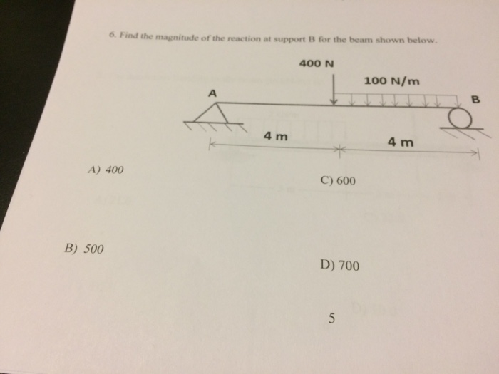 Solved Find The Magnitude Of The Reaction At Support B For | Chegg.com