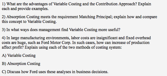 advantages of variable costing