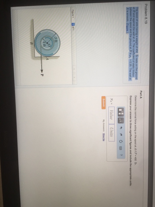 Solved The spool of wire having a weight of 450 lb rests on | Chegg.com