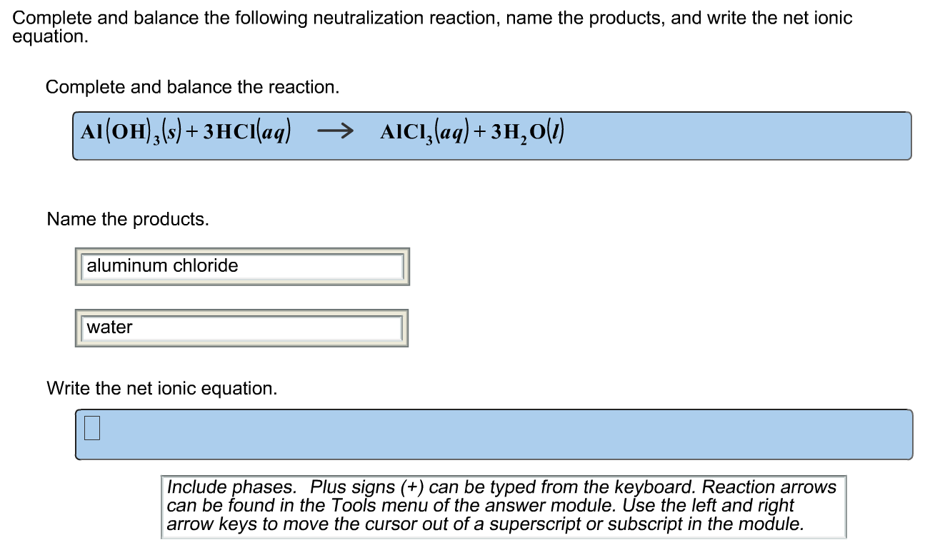 Solved Complete and balance the following neutralization | Chegg.com
