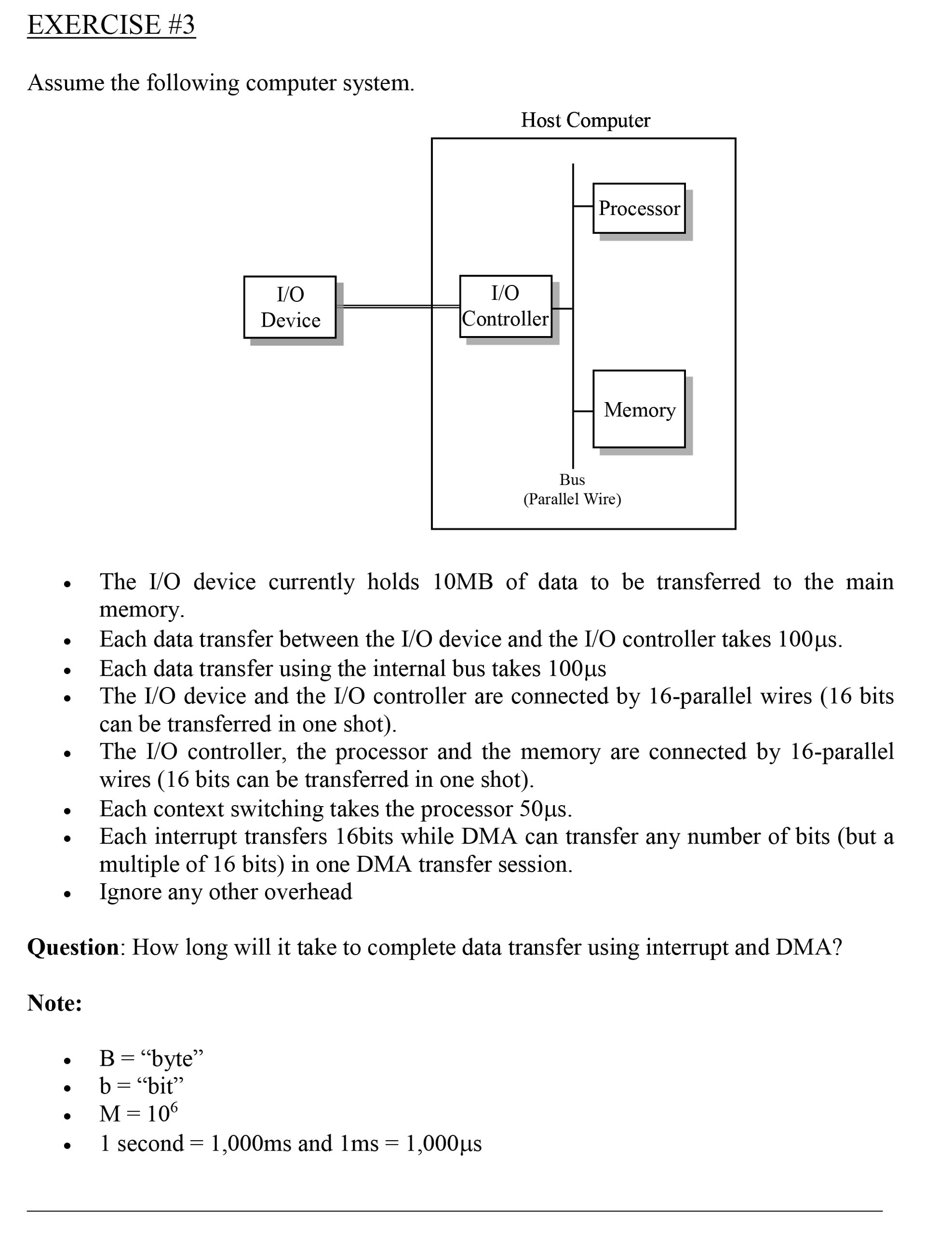 Solved EXERCISE #3 Assume The Following Computer System. | Chegg.com