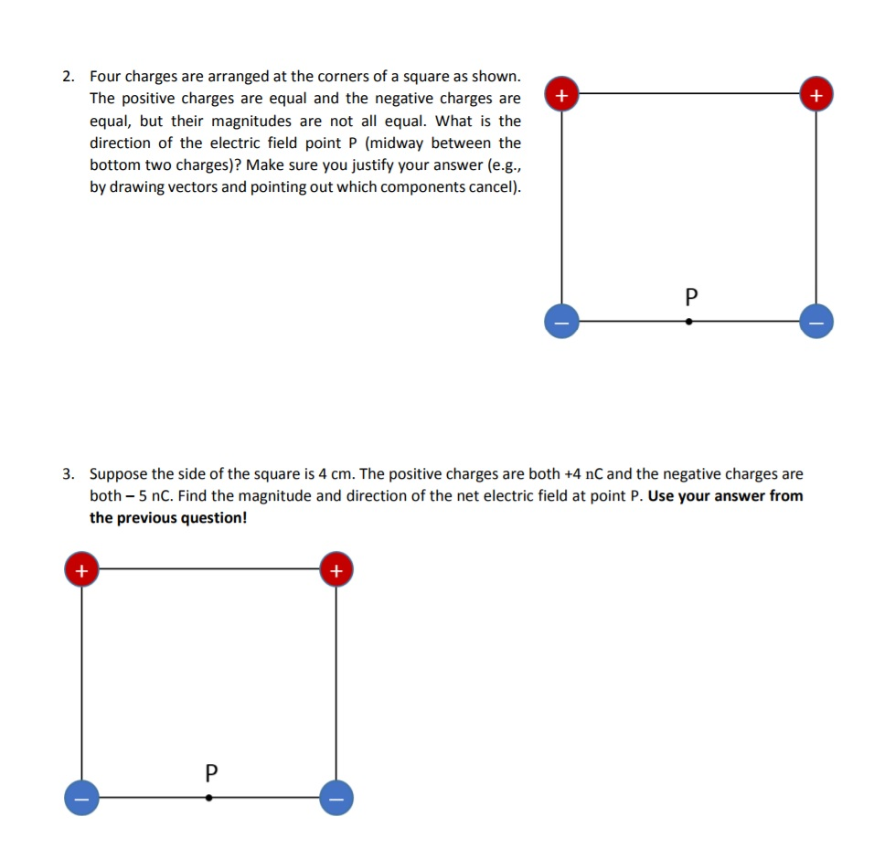 Solved Four Charges Are Arranged At The Corners Of A Square