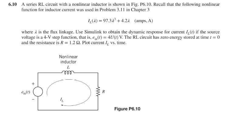 A Series Rl Circuit With A Nonlinear Inductor Is 