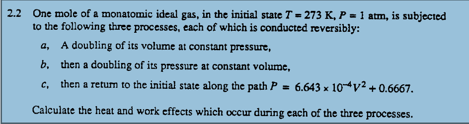 Solved One mole of a monatomic ideal gas, in the initial | Chegg.com