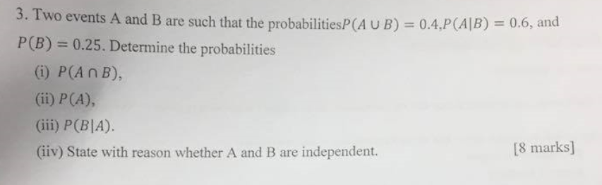 Solved Two Events A And B Are Such That The Probabilities | Chegg.com