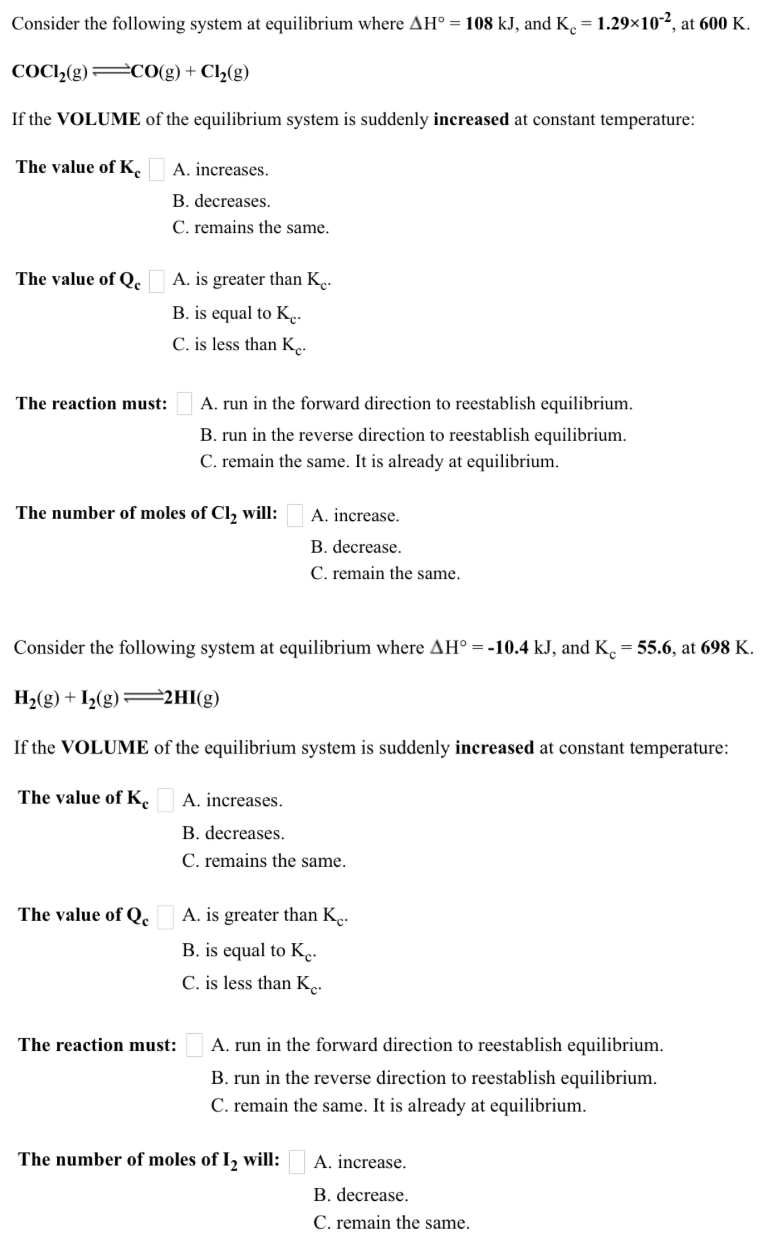Solved Consider the following system at equilibrium where AH | Chegg.com