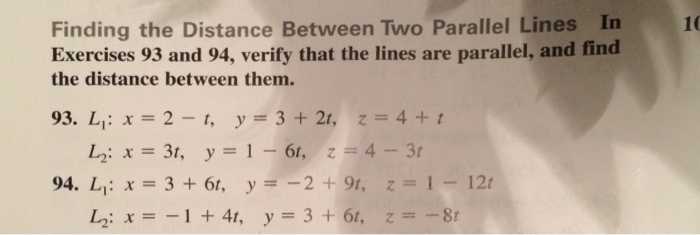 Solved Finding the Distance Between Two Parallel Lines In | Chegg.com