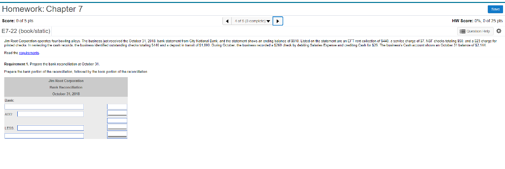 Solved Score: 0 of 5 pts 4 of 5 (2 complete) HW Score: | Chegg.com