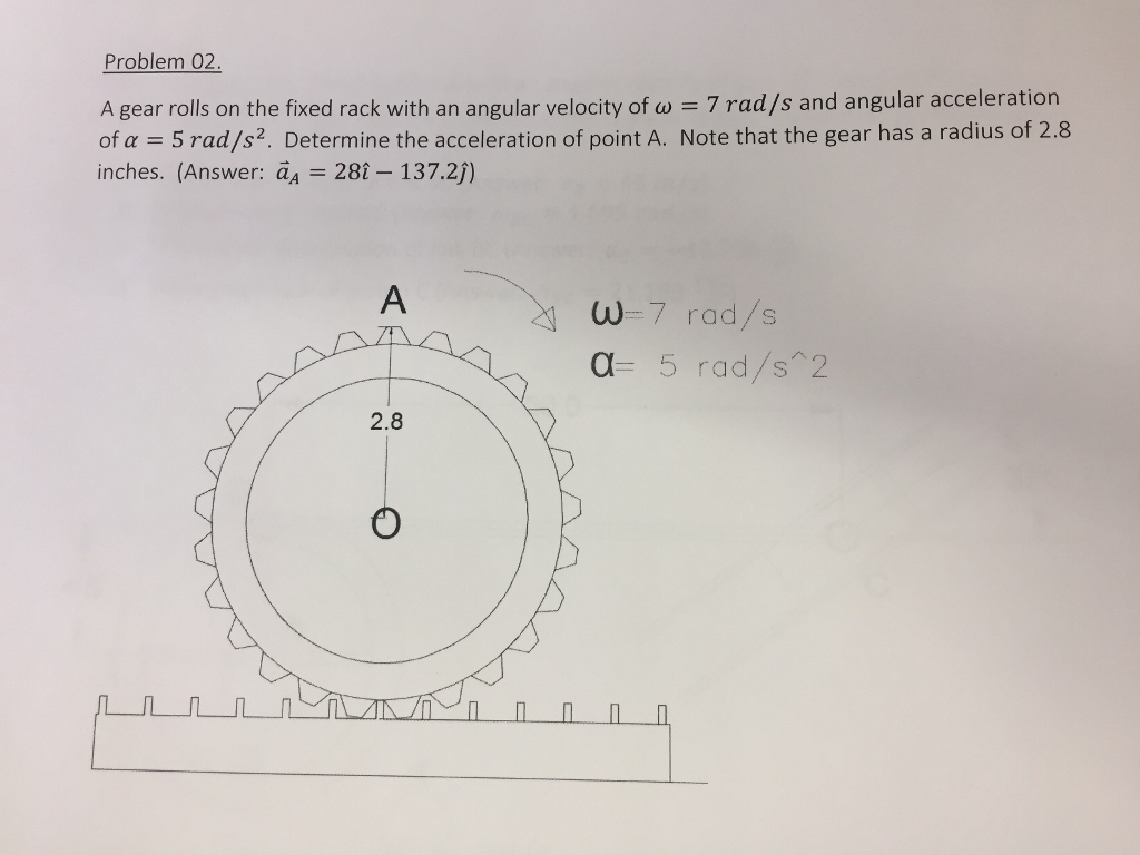 Solved A gear rolls on the fixed rack with an angular | Chegg.com