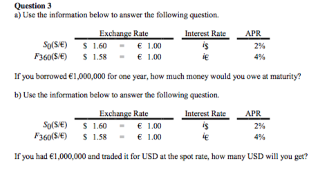 Aswer Questions Rates Solved Question 3 a) Use the information below to answer the | Chegg.com
