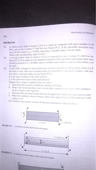 Solved A solid circular shaft of length L = 0.5 m is made of | Chegg.com