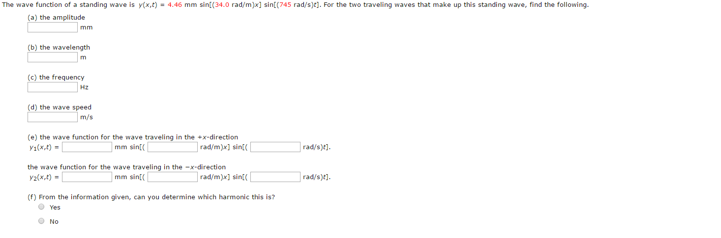 Solved The wave function of a standing wave is y(x, t) = | Chegg.com