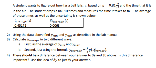 Solved m A student wants to figure out how far a ball falls, | Chegg.com