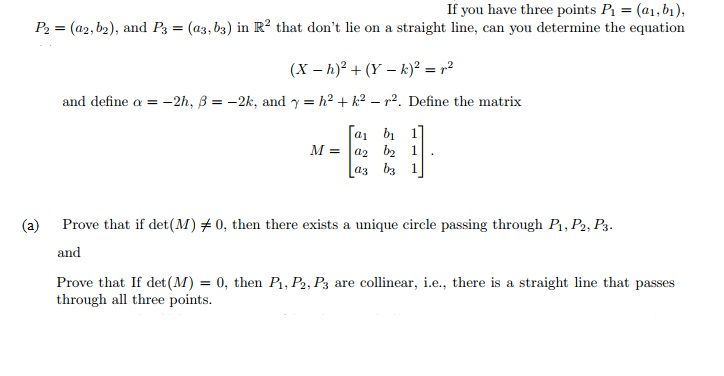 Solved If you have three points Pi = (a1, b1), Po = (a2, | Chegg.com