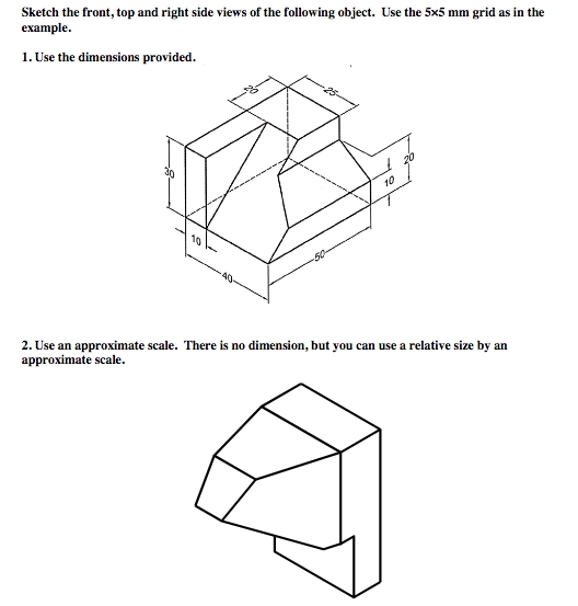 Solved Sketch the front, top and right side views of the | Chegg.com