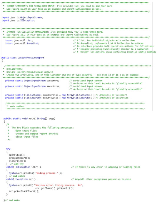 IMPORT STATEMENTS FOR SERIALIZED INPUT I've provided