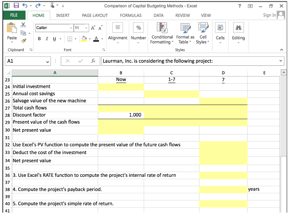 Solved Comparison of Capital Budgeting Methods Determine | Chegg.com