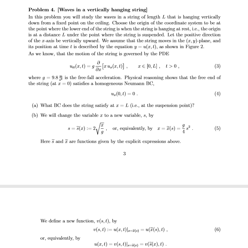 Solved Problem 4. [Waves in a vertically hanging string] In | Chegg.com