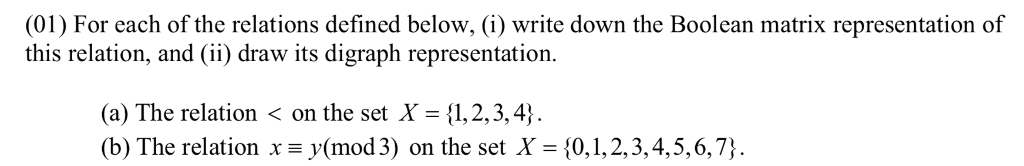 Solved (01) For each of the relations defined below, (i) | Chegg.com