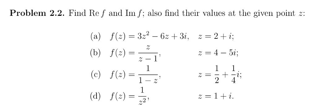 Solved Find Re f and Im f: also find their values at the | Chegg.com