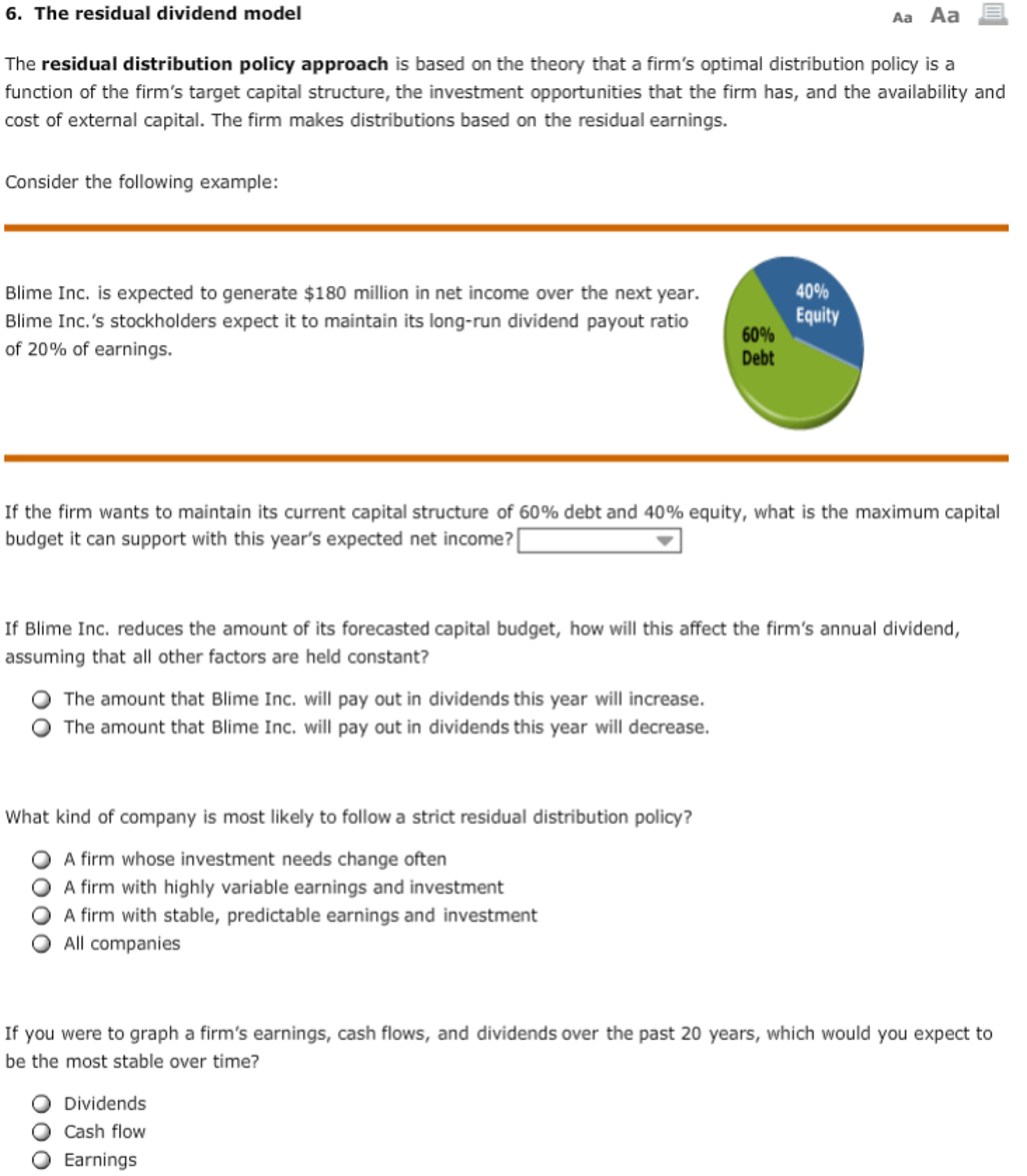 Solved The residual dividend model The residual | Chegg.com